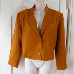 80s 90s mustard yellow cropped blazer jacket
